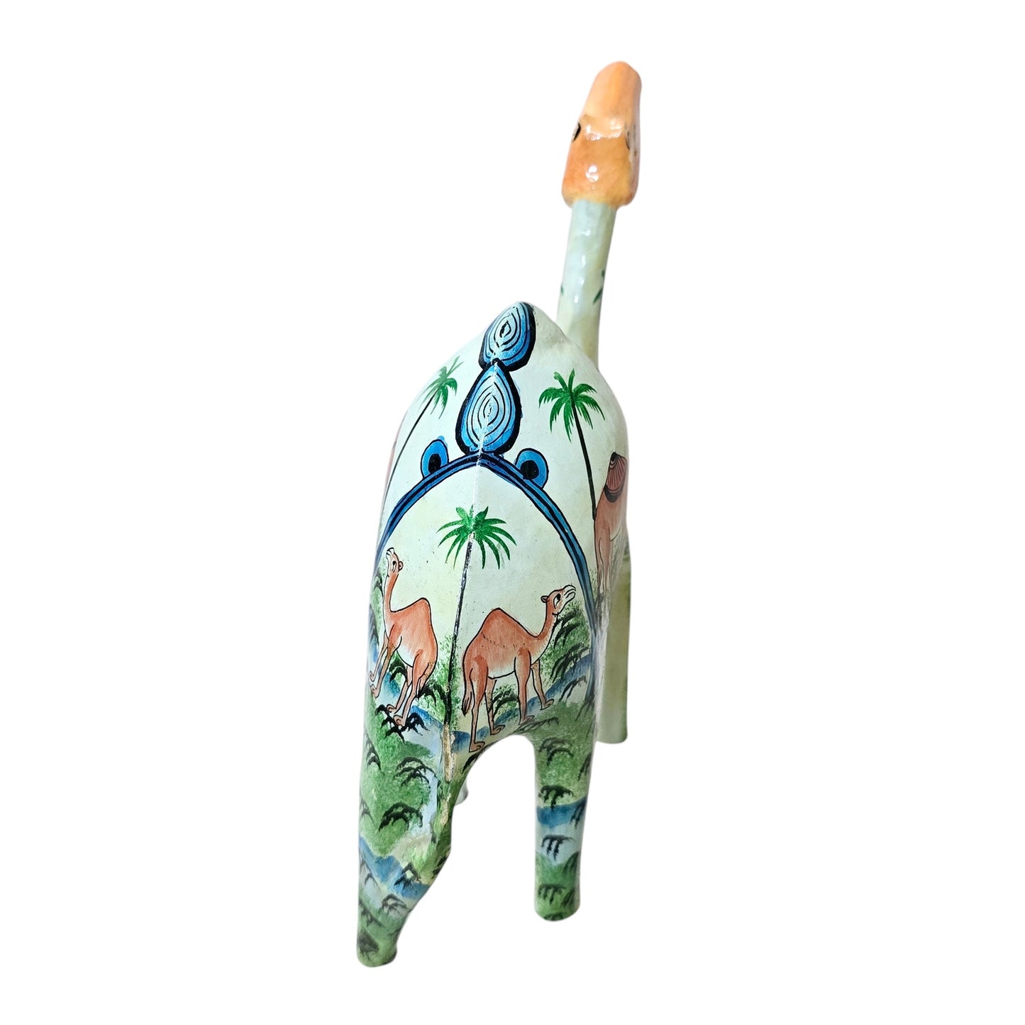 Hand Painted Carved Wood Egyptian Dubai Themed Camel