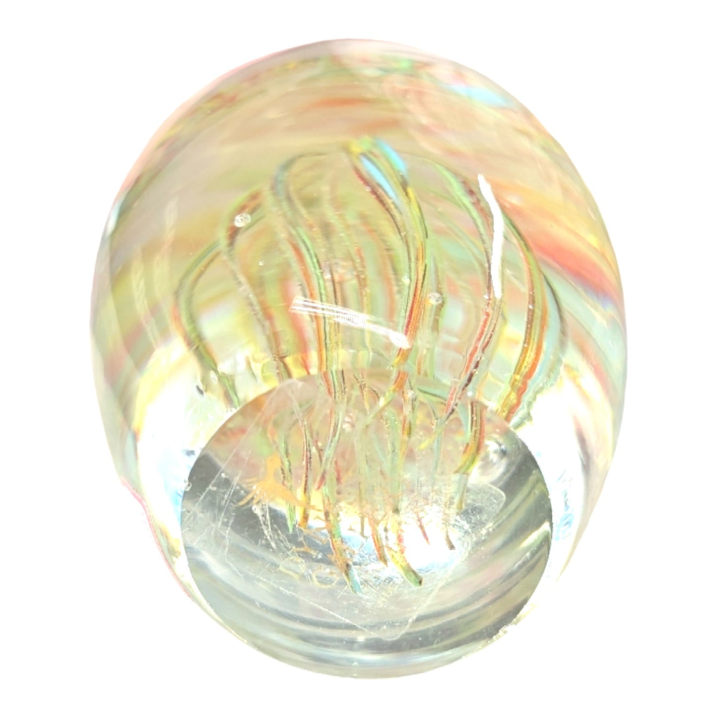 Hand-Blown art Glass Jellyfish Paperweight, Glows, by Dynasty Gallery, 3.5" H