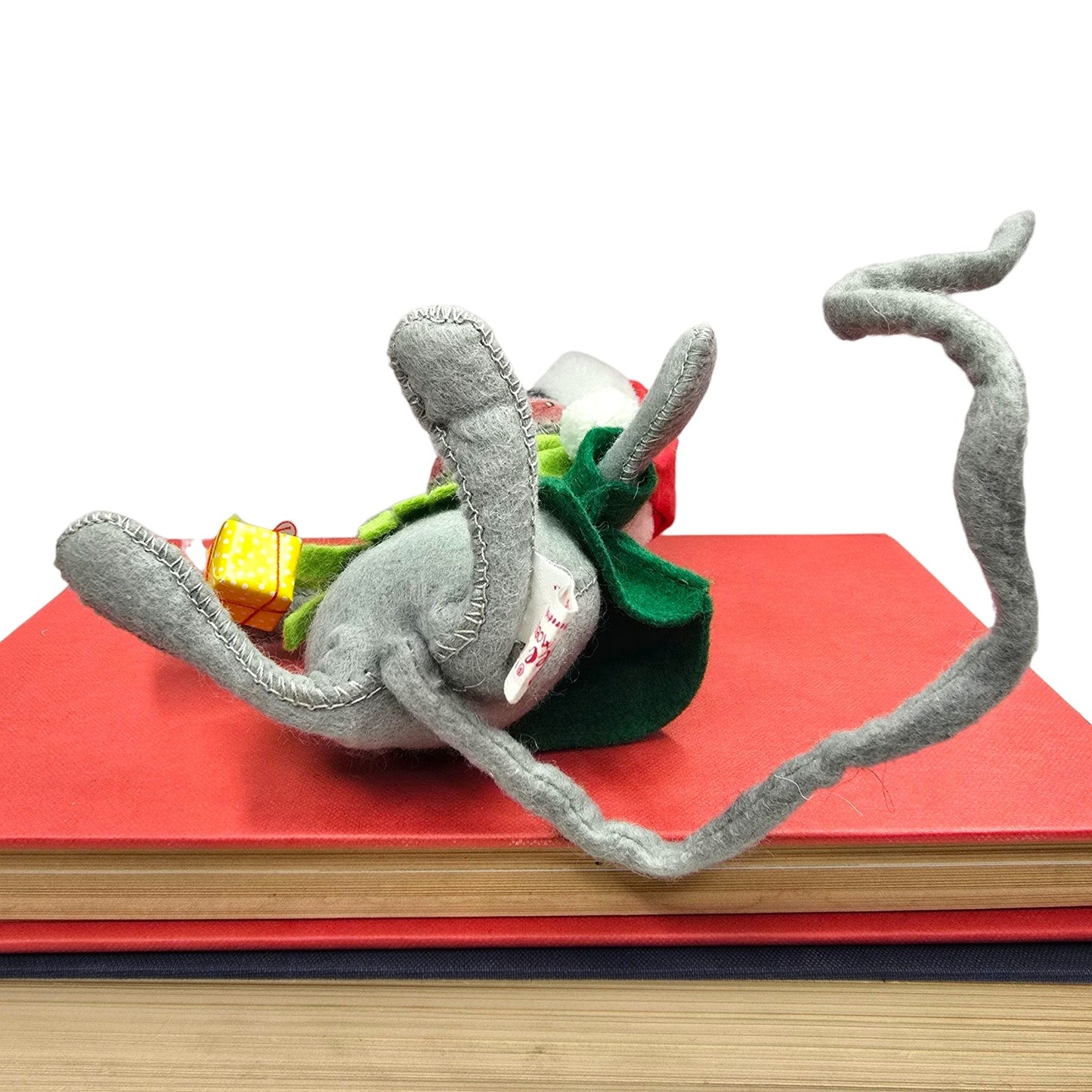 Vtg Annalee 1989 Christmas Mouse Felt Doll Green Scarf Santa Hat Holiday Decor