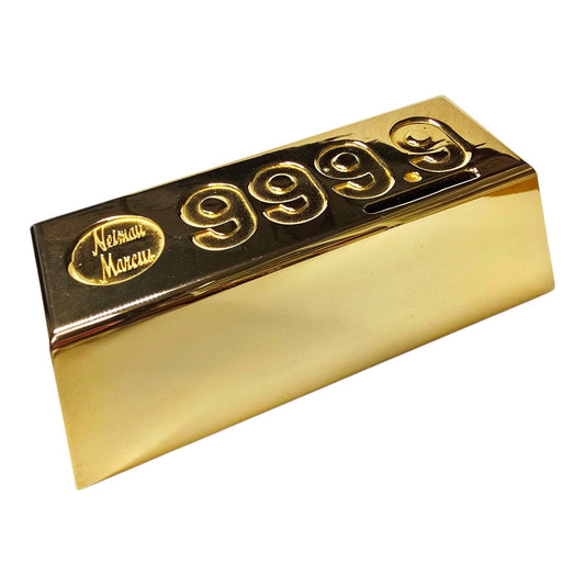 Vintage Neiman Marcus Brass Gold Bar Piggy Bank 999.9 Fine Gold Ingot Paperweight