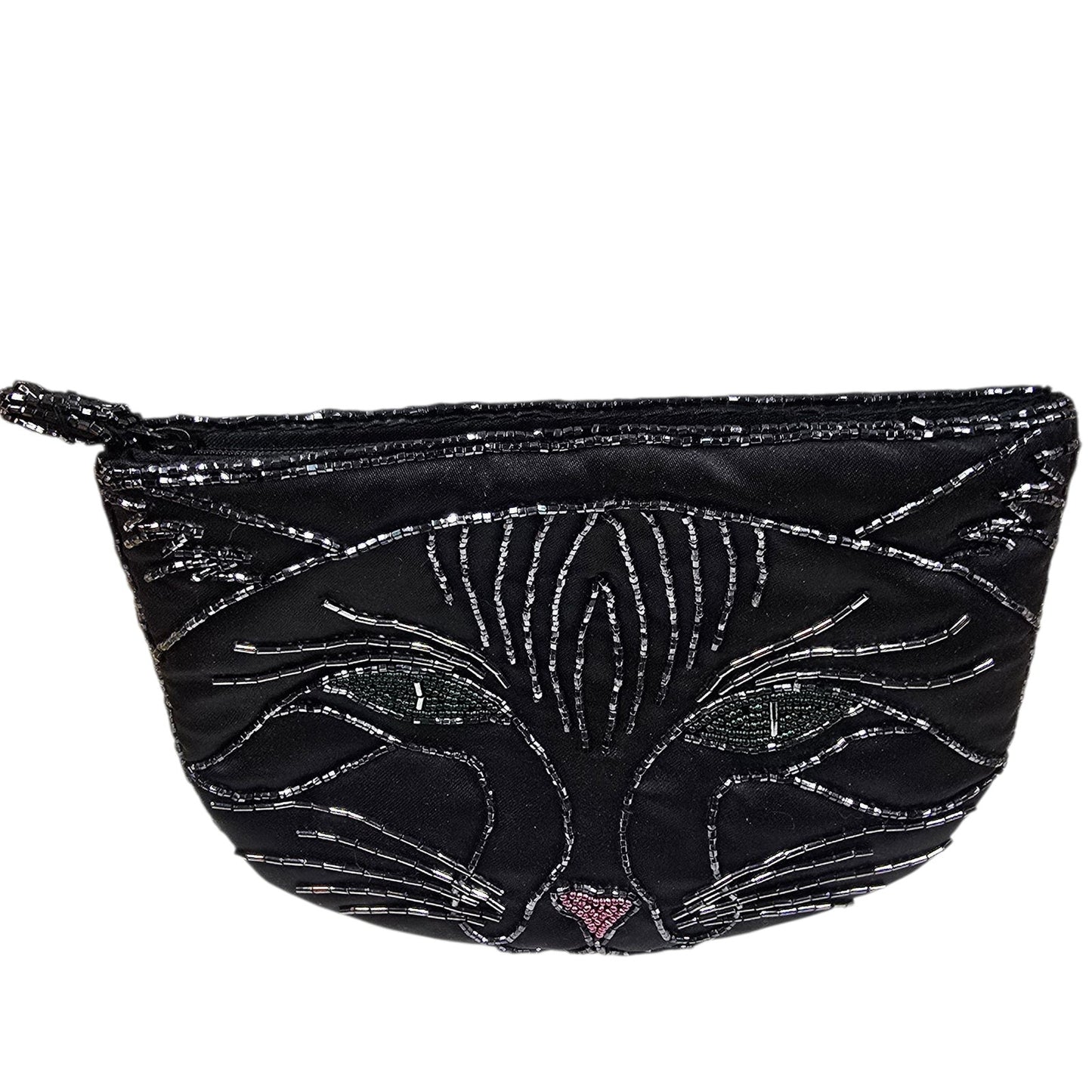 Vintage Genie Black Cat Beaded Change Purse