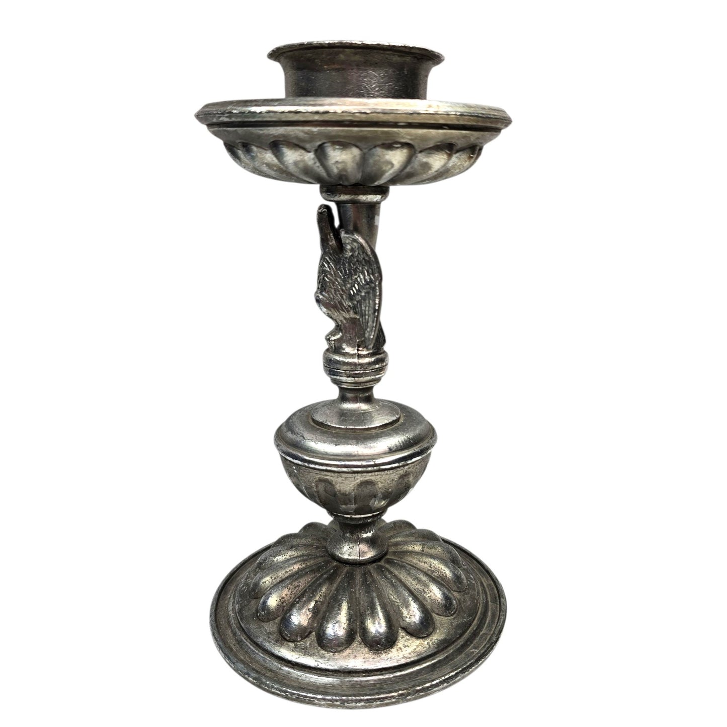 Vtg Silver Metal Eagle Candlestick Holder 8" Federal Revival Neoclassical Decor