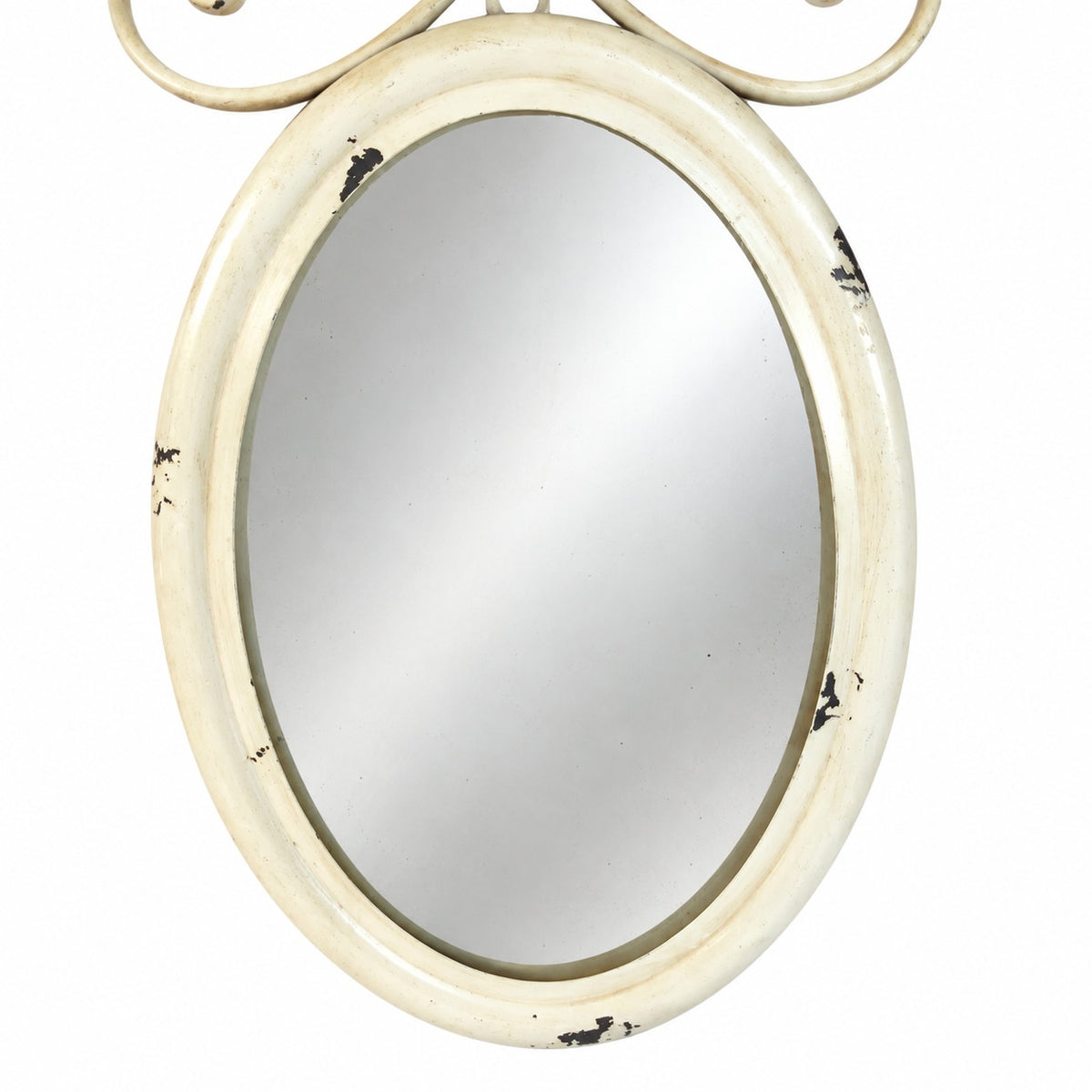 Hobby Lobby Shabby Chic Wall Mirror Distressed Ivory Teal Metal Flower Decor