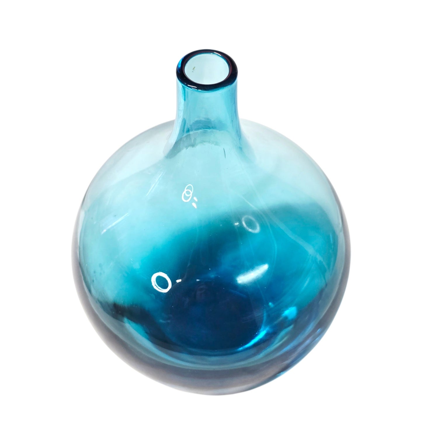 Blue Ombre Art Glass Vase Heavy Bottom Teardrop Shape 8"