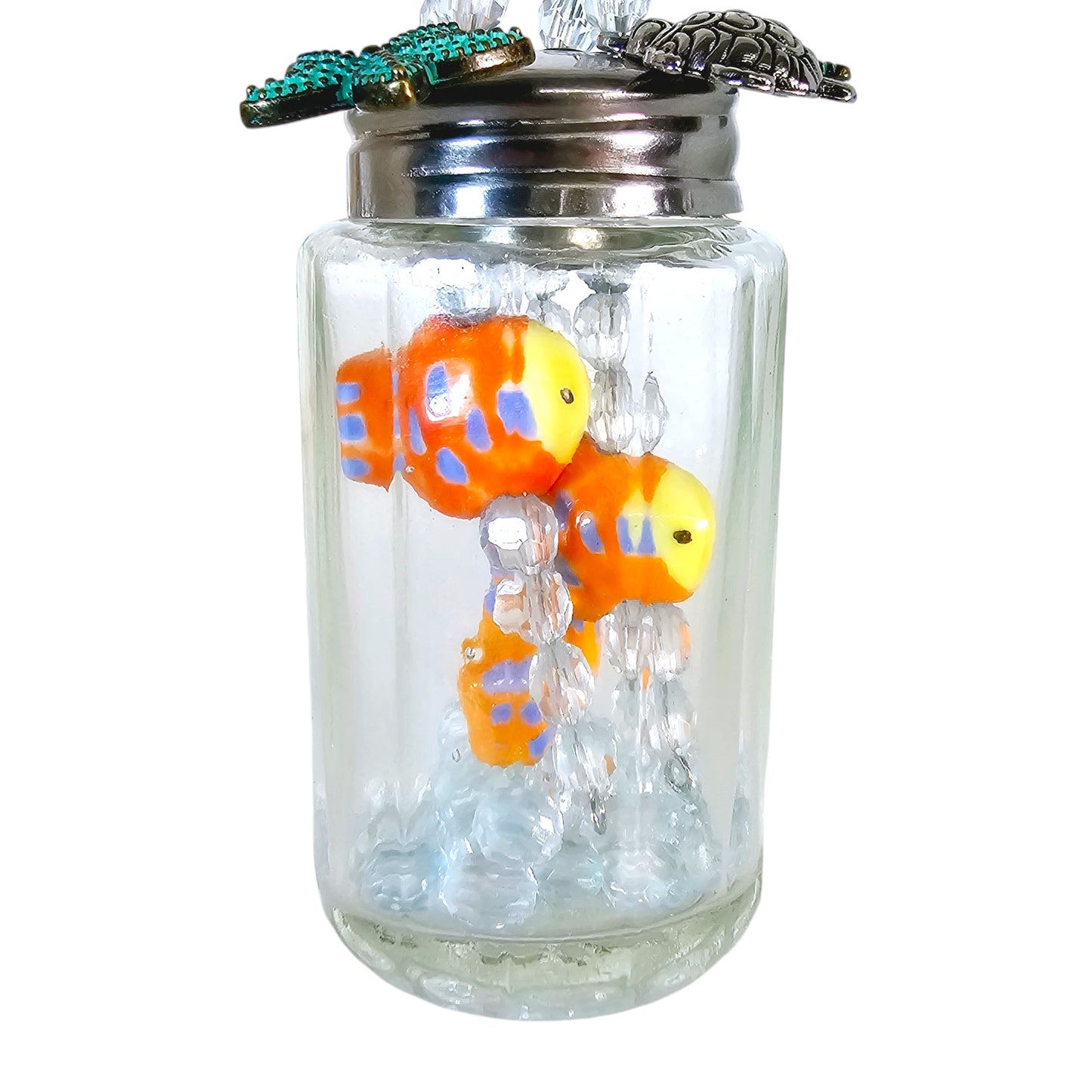 Fish in Bottle Dangling Shaker Pin Art Creation by Julee- Nansea