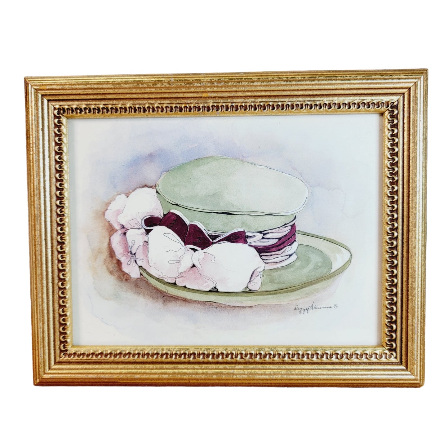 Set of 3 Framed Peggy Abrams Hats with Flowers Goldtone Framed Prints