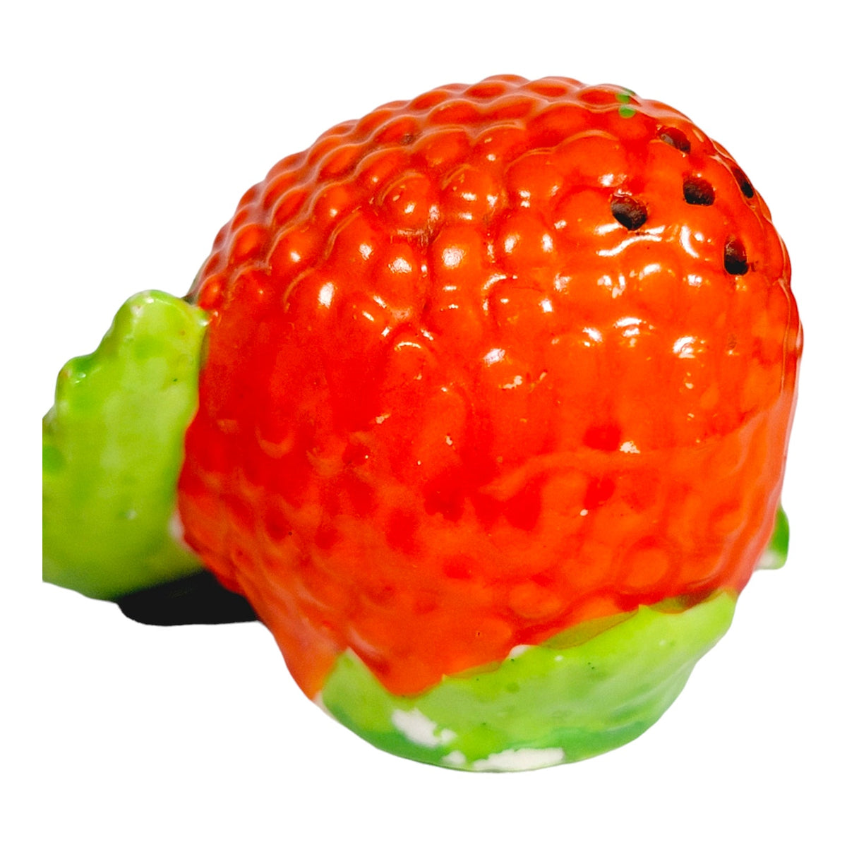 Vintage Japan Strawberry Salt & Pepper Shakers Red Green Ceramic Pair - Chipped