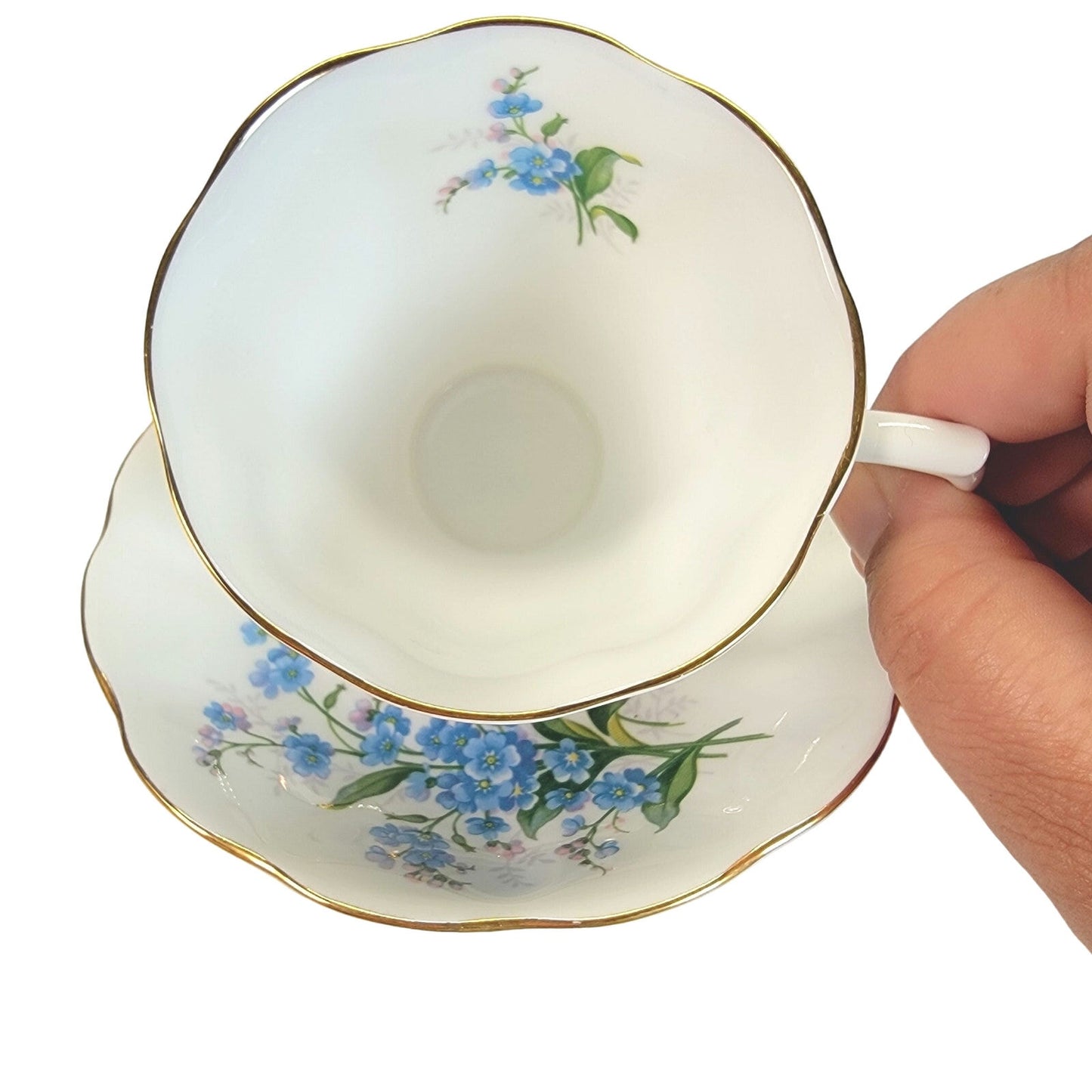 Royal Albert Forget Me Not Teacup & Saucer China Blue White Hampton Made England