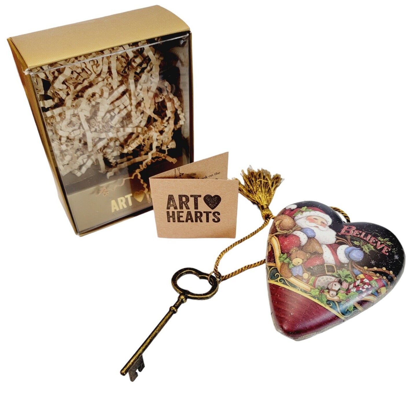 Demdaco "Believe Santa" Art Heart, Art-Inspired Sculptured Heart With Key Stand