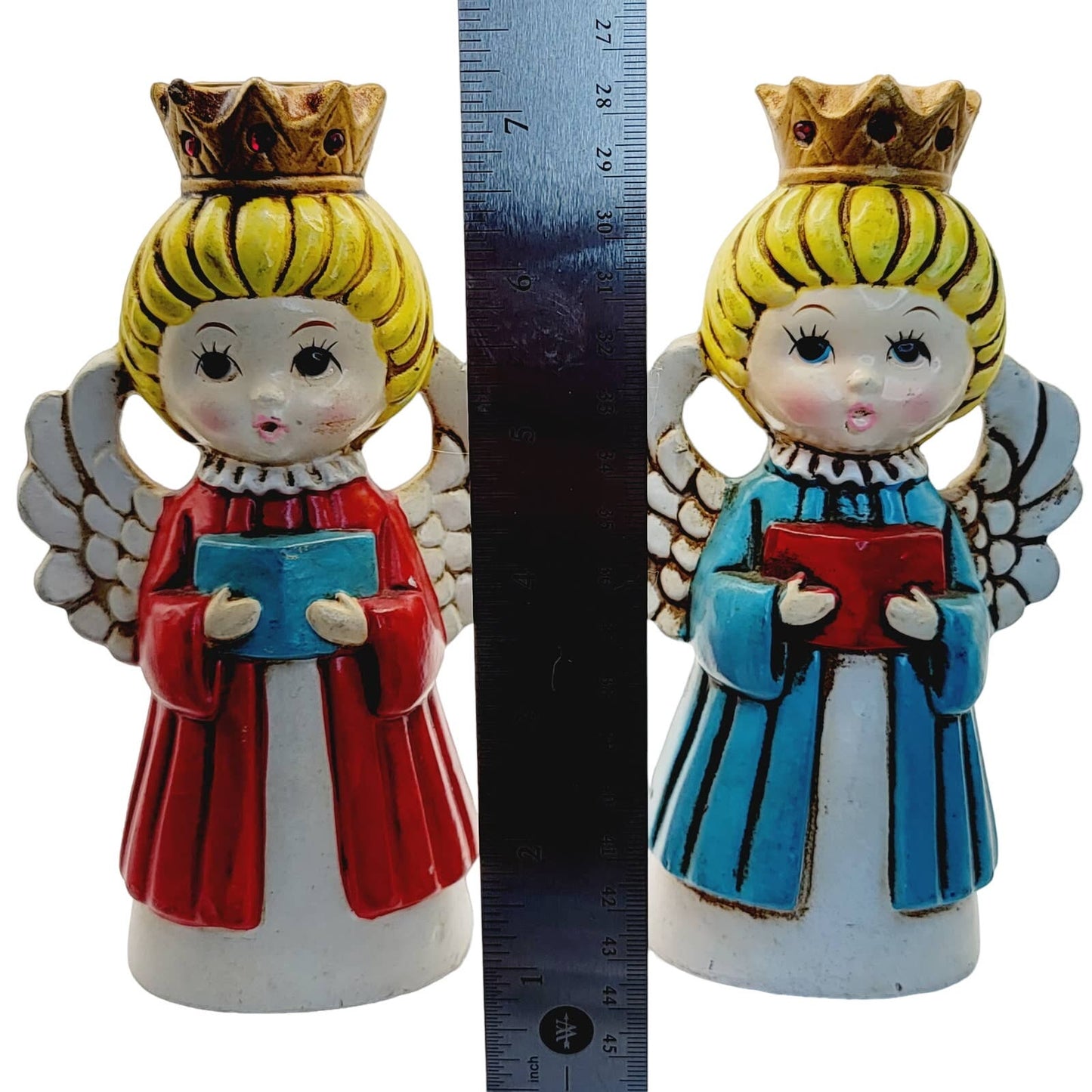 Set of 2 Vintage Homco Christmas Angels Choir Candle Holders