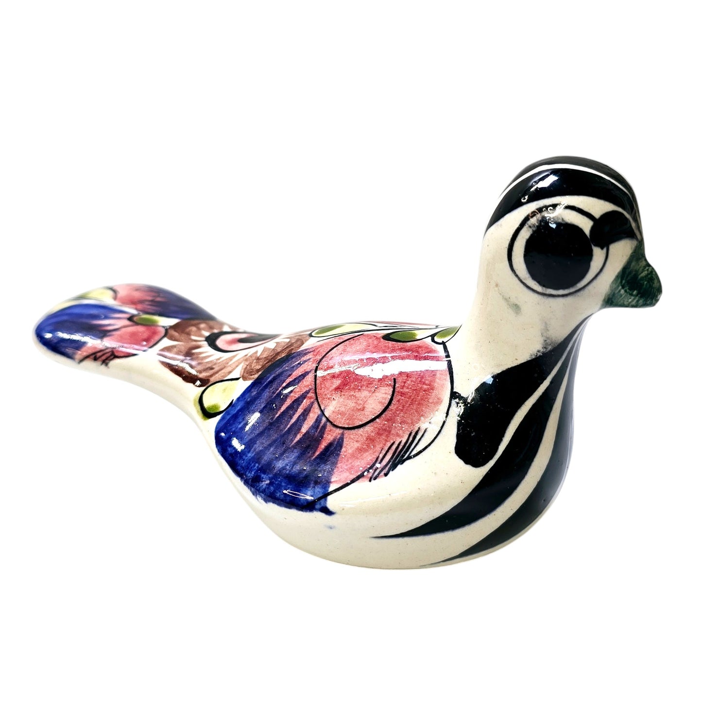 Hand Painted Mexican Floral Dove Tonal Pottery Bird