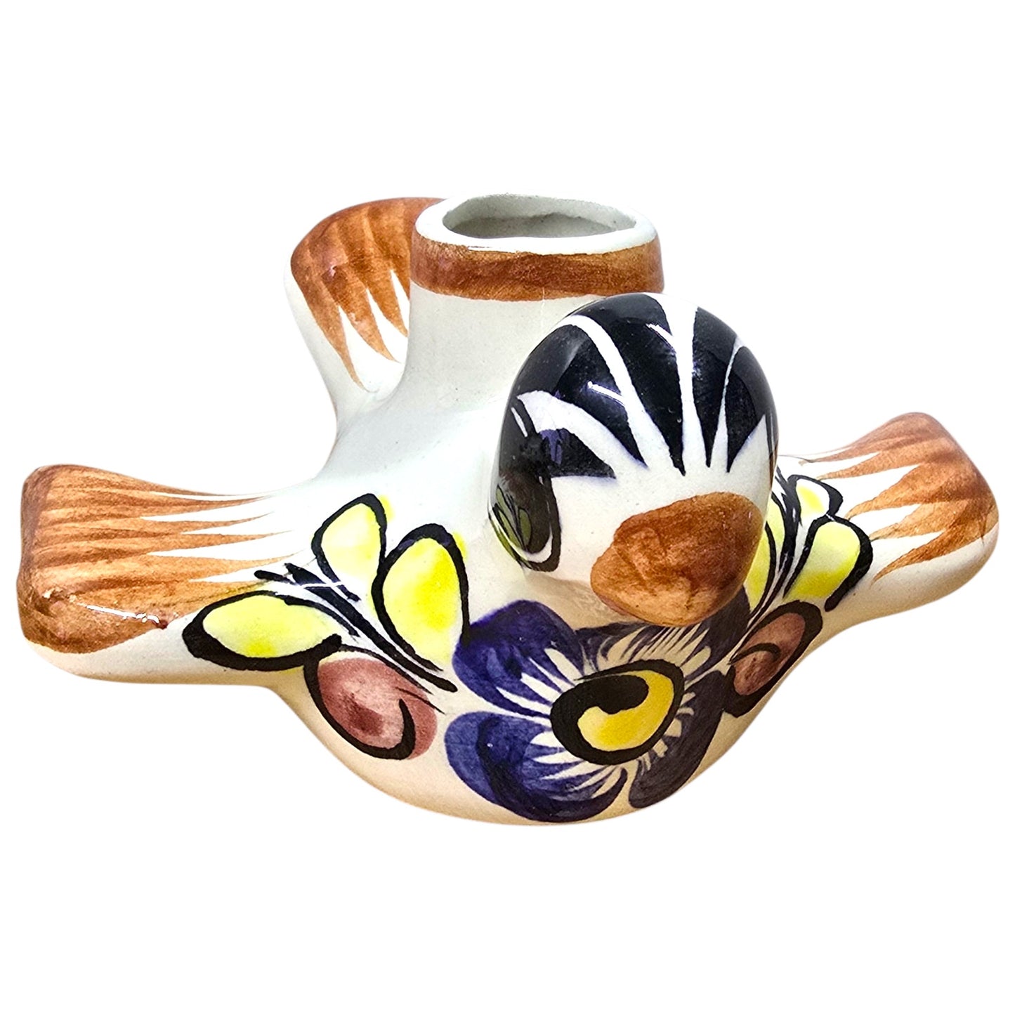 Vintage Talavera Pottery Bird Candle Holders Pair Hand Painted Mexico Folk Art