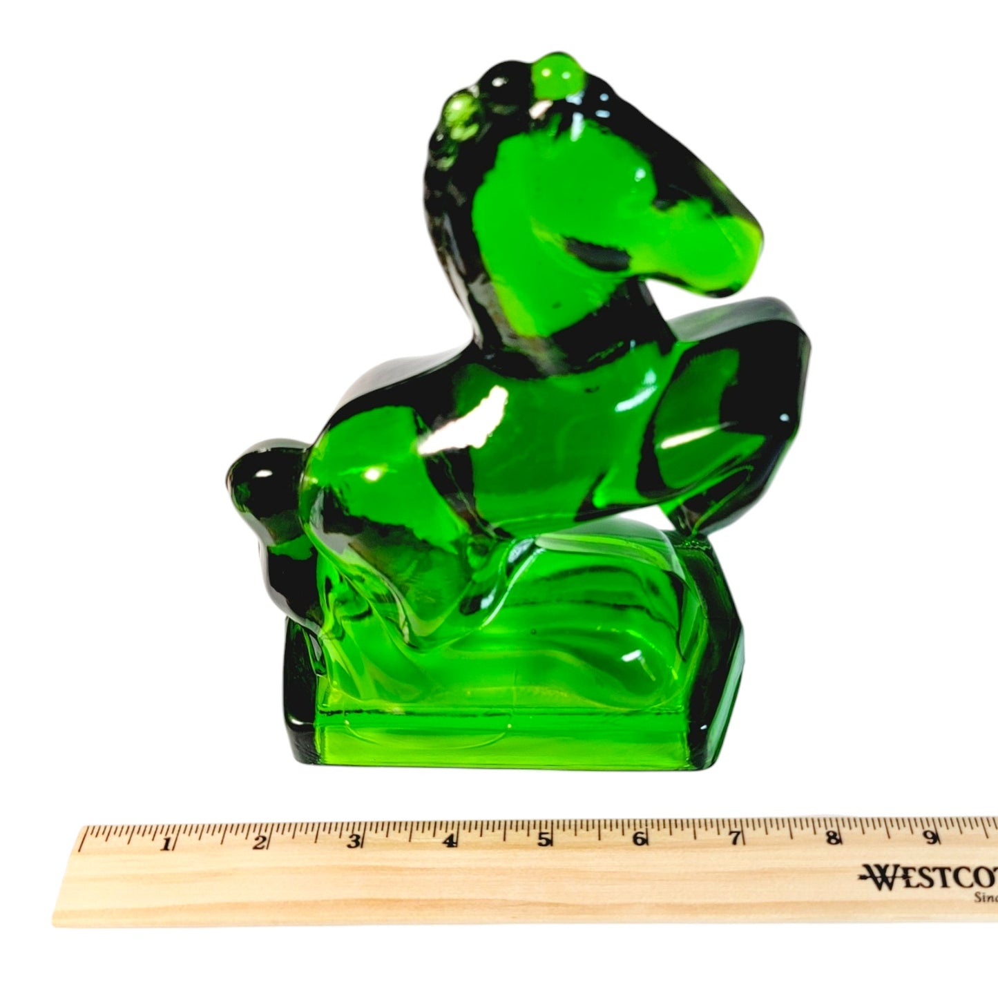 LE Smith Emerald Green Glass Rearing Horse Bookends Set of 2, 8" Tall