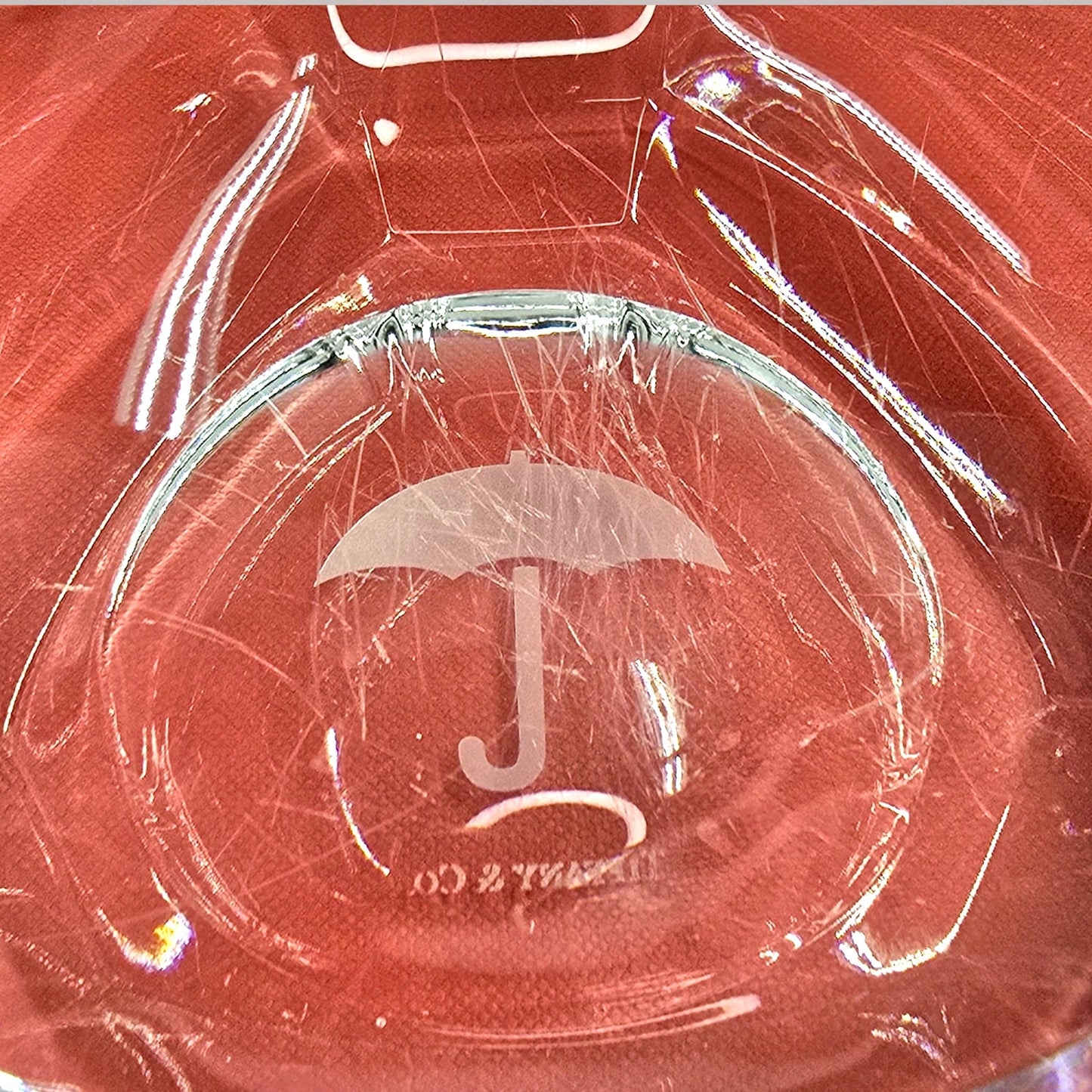 Tiffany & Co Travelers Umbrella Etched Crystal Display Bowl Elegant 6.5" Classic Heavy