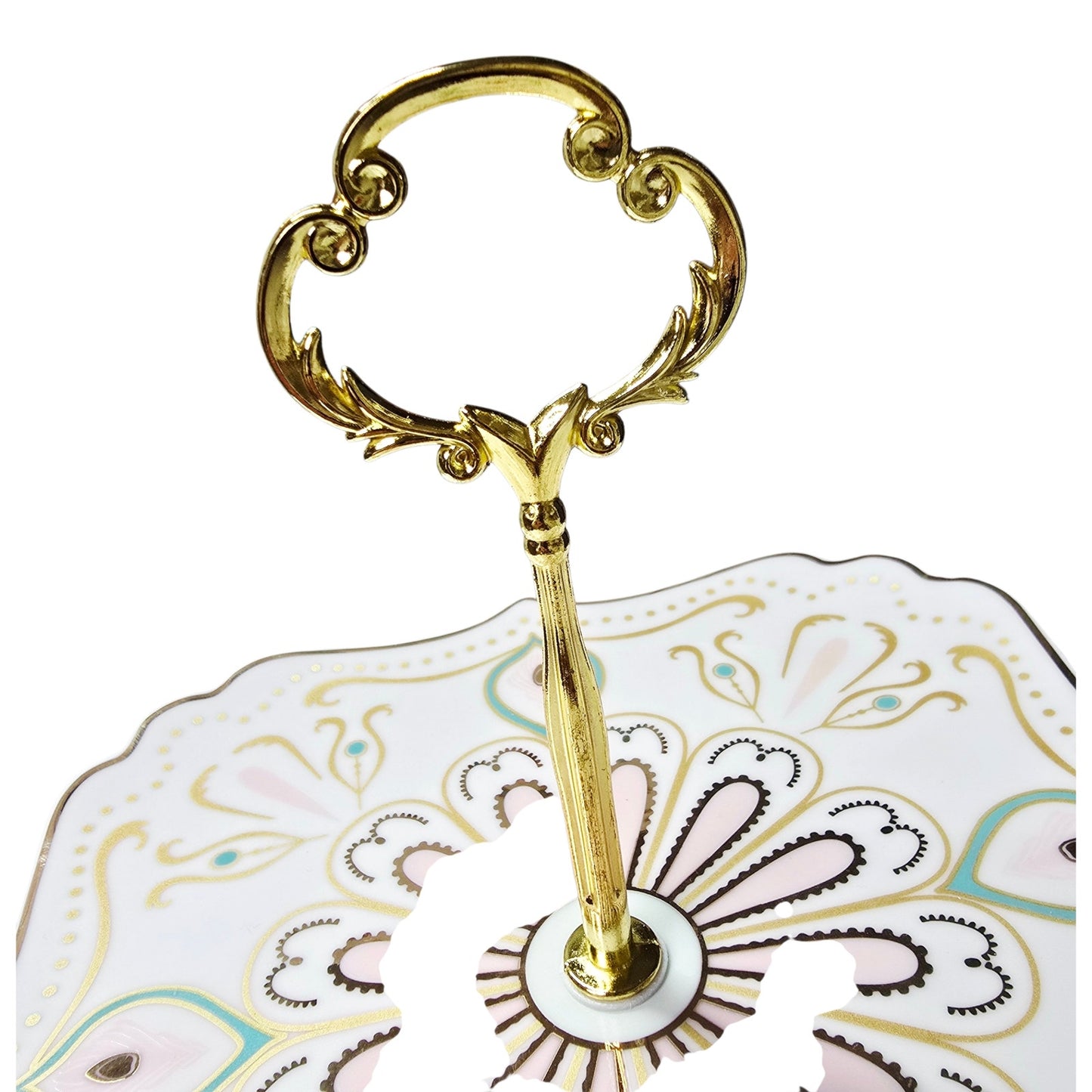 Manhattan Two Tier Dessert Stand Gold Trim Boho Fine China Tea Party Original Box