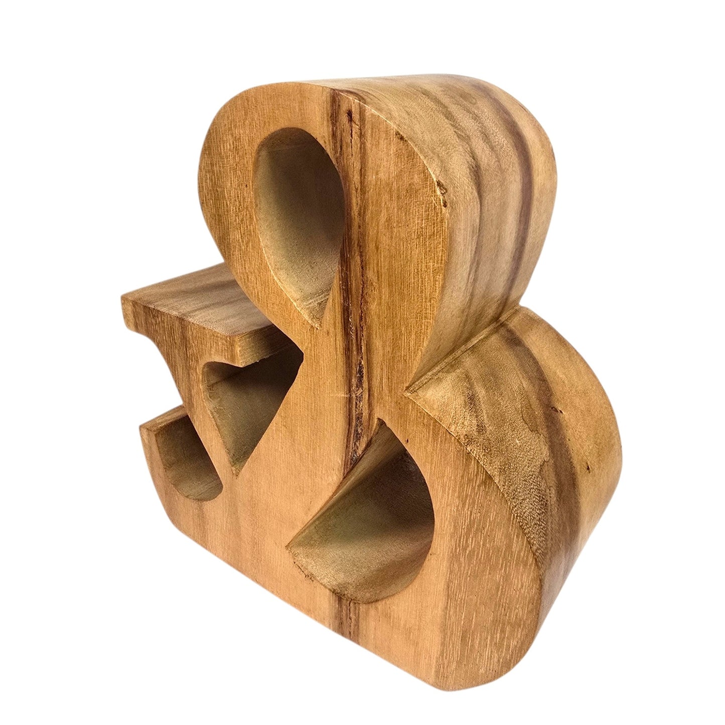 Vintage Hand Carved Wooden Ampersand Sign Large 3D Block Symbol & Bookend
