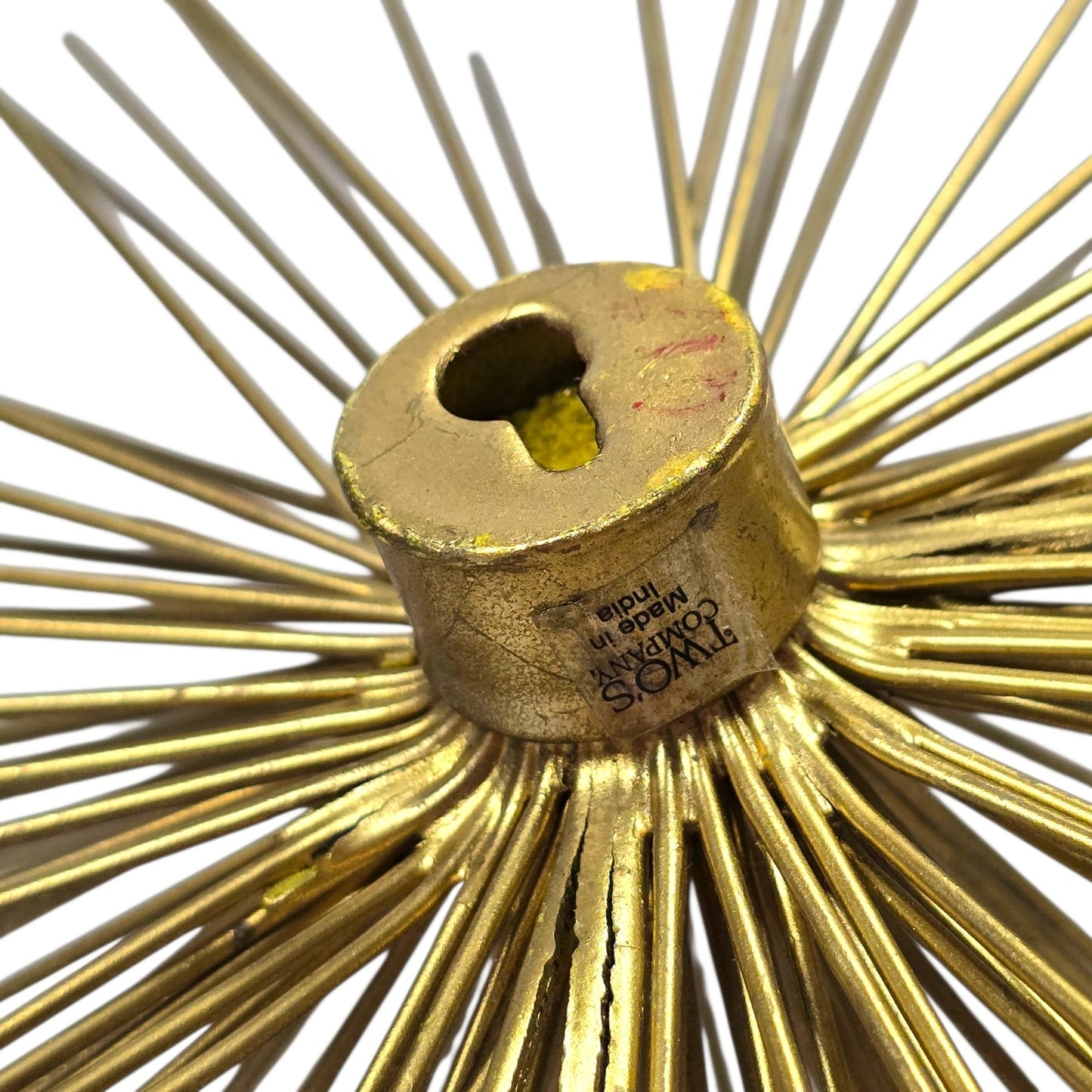 Two's Company Atomic Starburst Wall Art Set of 2 MCM Style Gold Urchin Brass