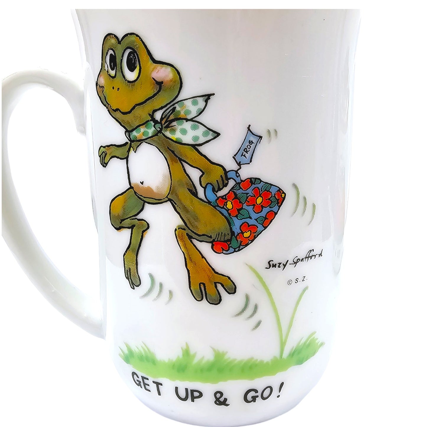 Set of 2 1976 Suzy's Zoo Frog Mugs by Enesco Coffee Mugs, Suzy Zoo Tea Mug Get Up and Go, Rise and Shine Frogs