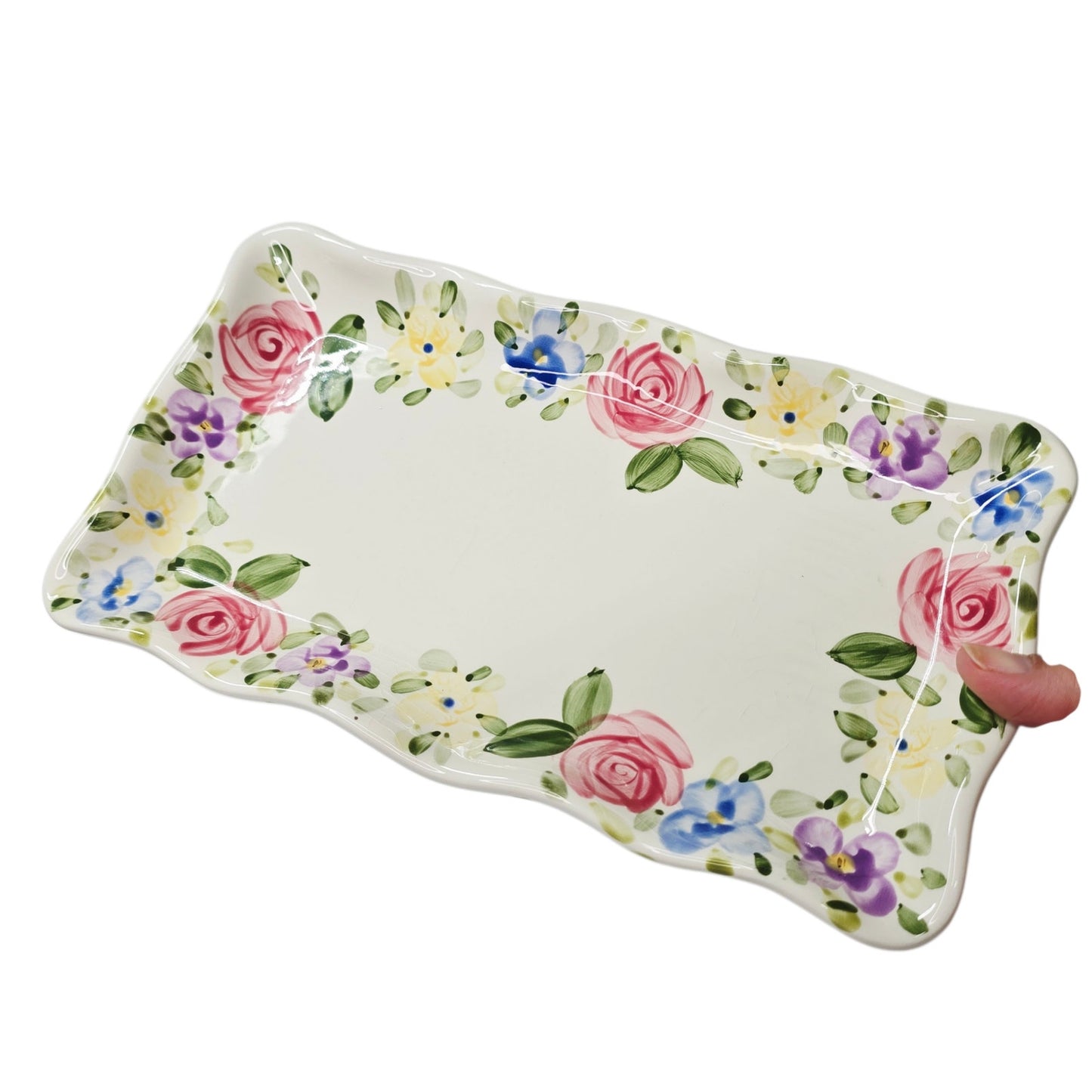 Tabletops Unlimited English Garden Don Swanson Rectangular Tray Platter READ