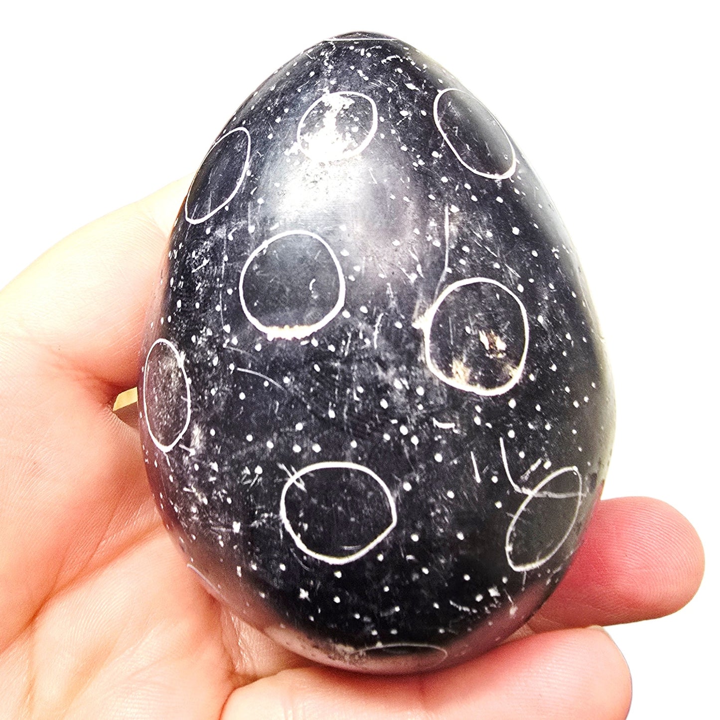 4 Hand Carved African Kisii Soapstone Eggs Kenya Decorative Stone Paperweights