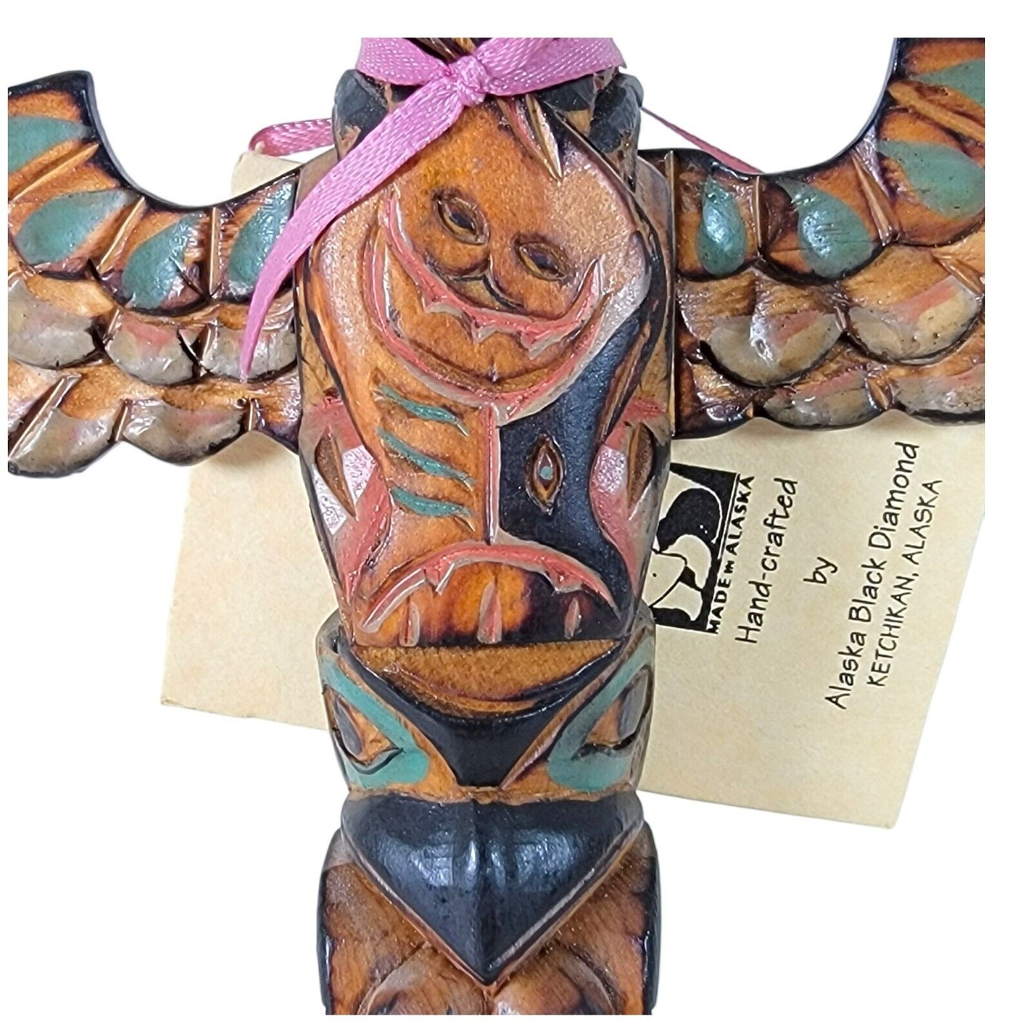 Alaska Black Diamond Hand-Crafted Ray Moore Cedar Totem "Halibut Stew"