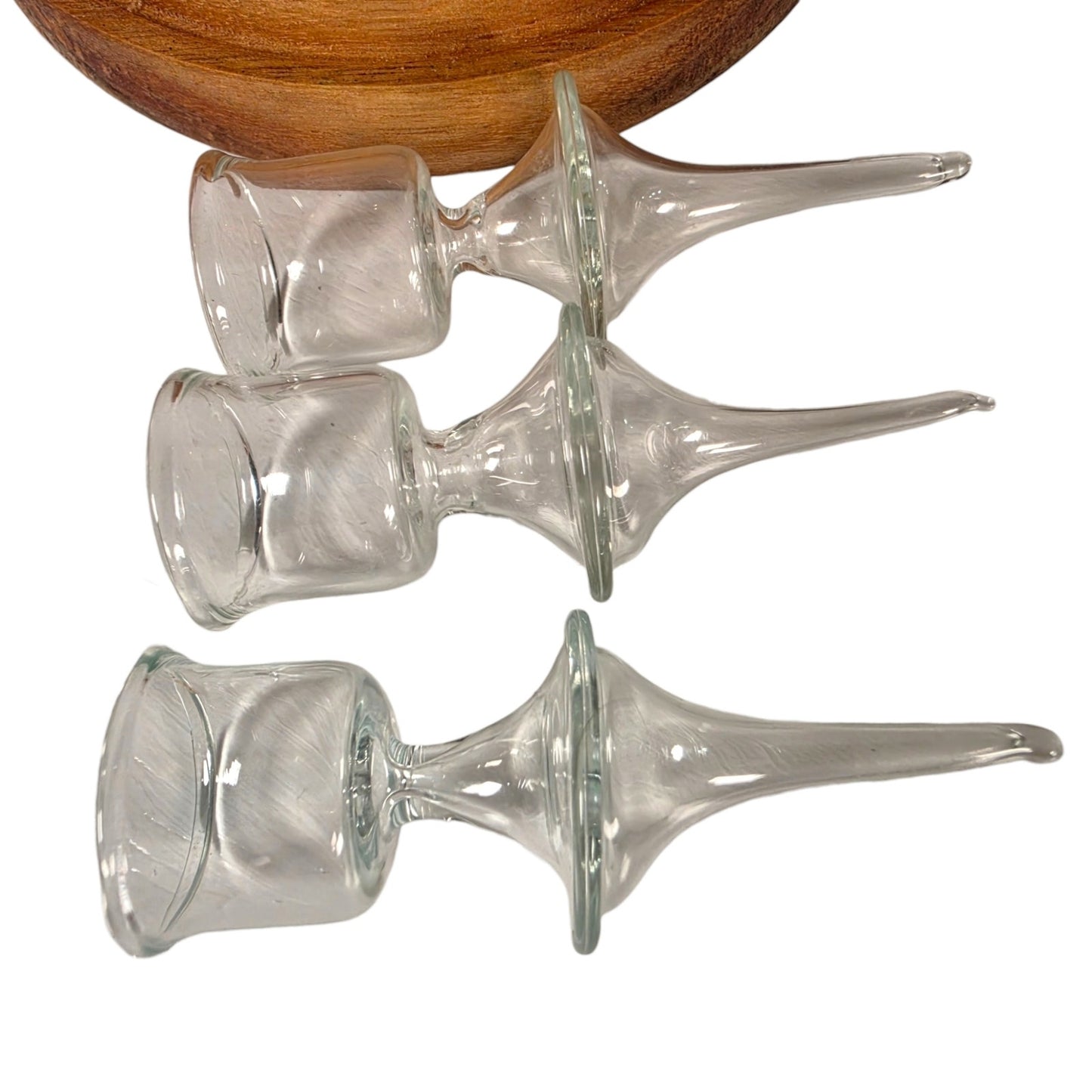 Vintage Miniature Glass Toast Glasses Cake Topper Goblets Set of 3 1950s