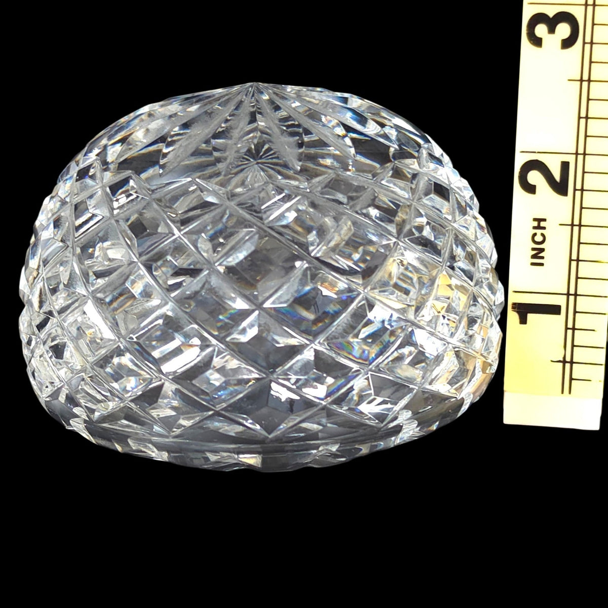 Waterford Crystal Hollow Dome Paperweight Diamond Cut Starburst Signed