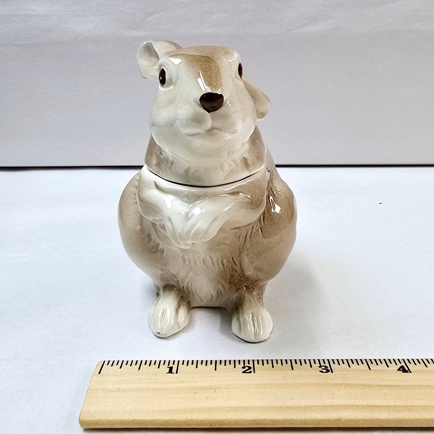 Vintage Otagiri Japan Bunny Rabbit Sugar Jar with Lid and Spoon Hole, Small FLAW