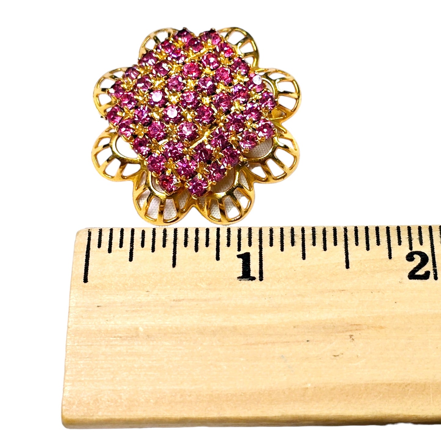 Gold Tone Pinkish Purple Mauve Brooch