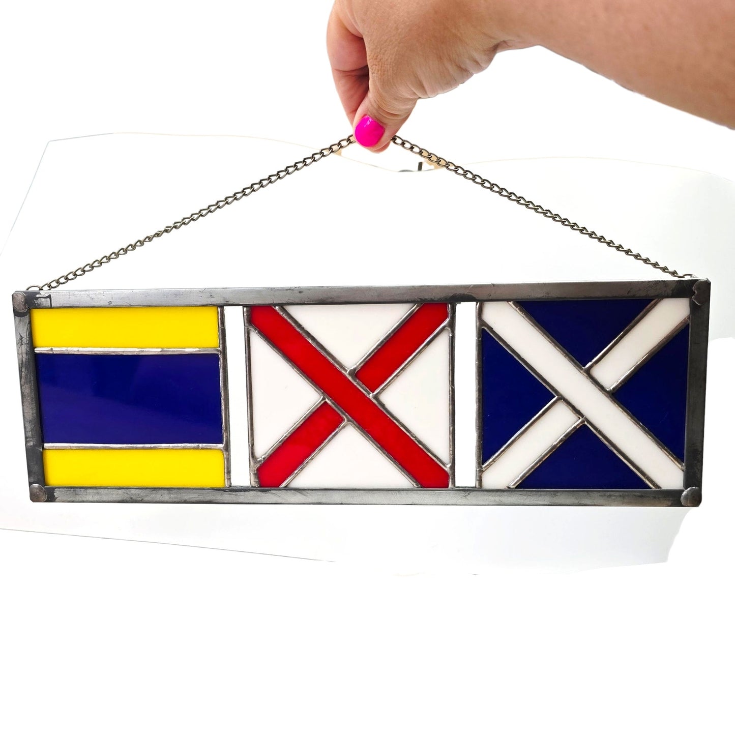 Vtg Stained Glass International Maritime Signal Flags Nautical Signals K V M