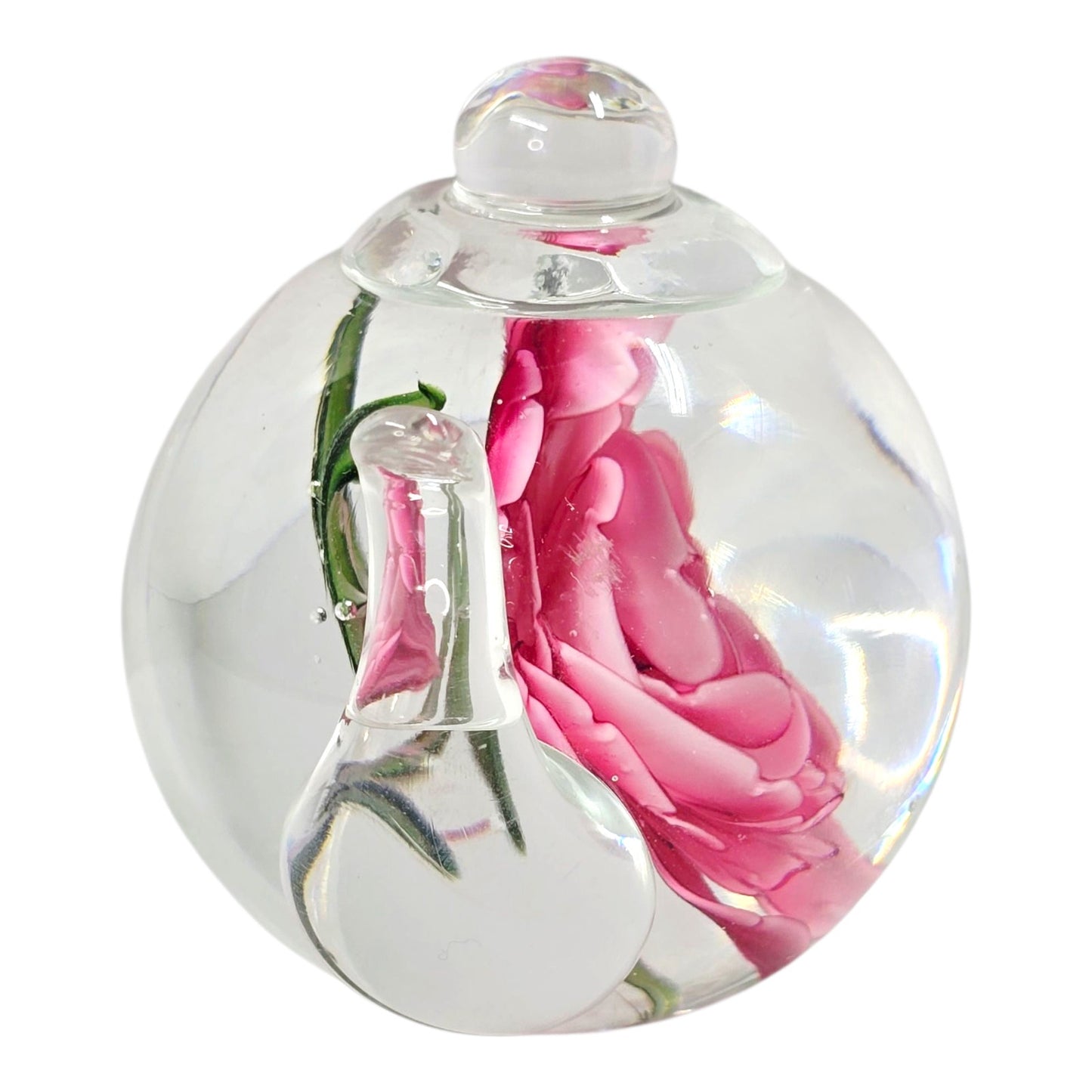 Dynasty Gallery Glass Rose Teapot Paperweight Heirloom Collection Handblown