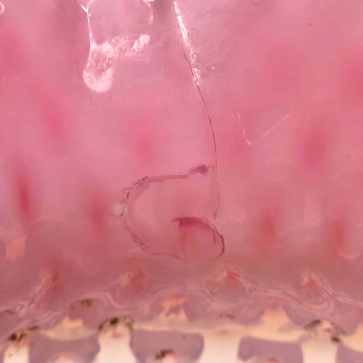 AS IS Fenton Cranberry Rose Opalescent Hobnail Ruffled Vase Uranium Reactive