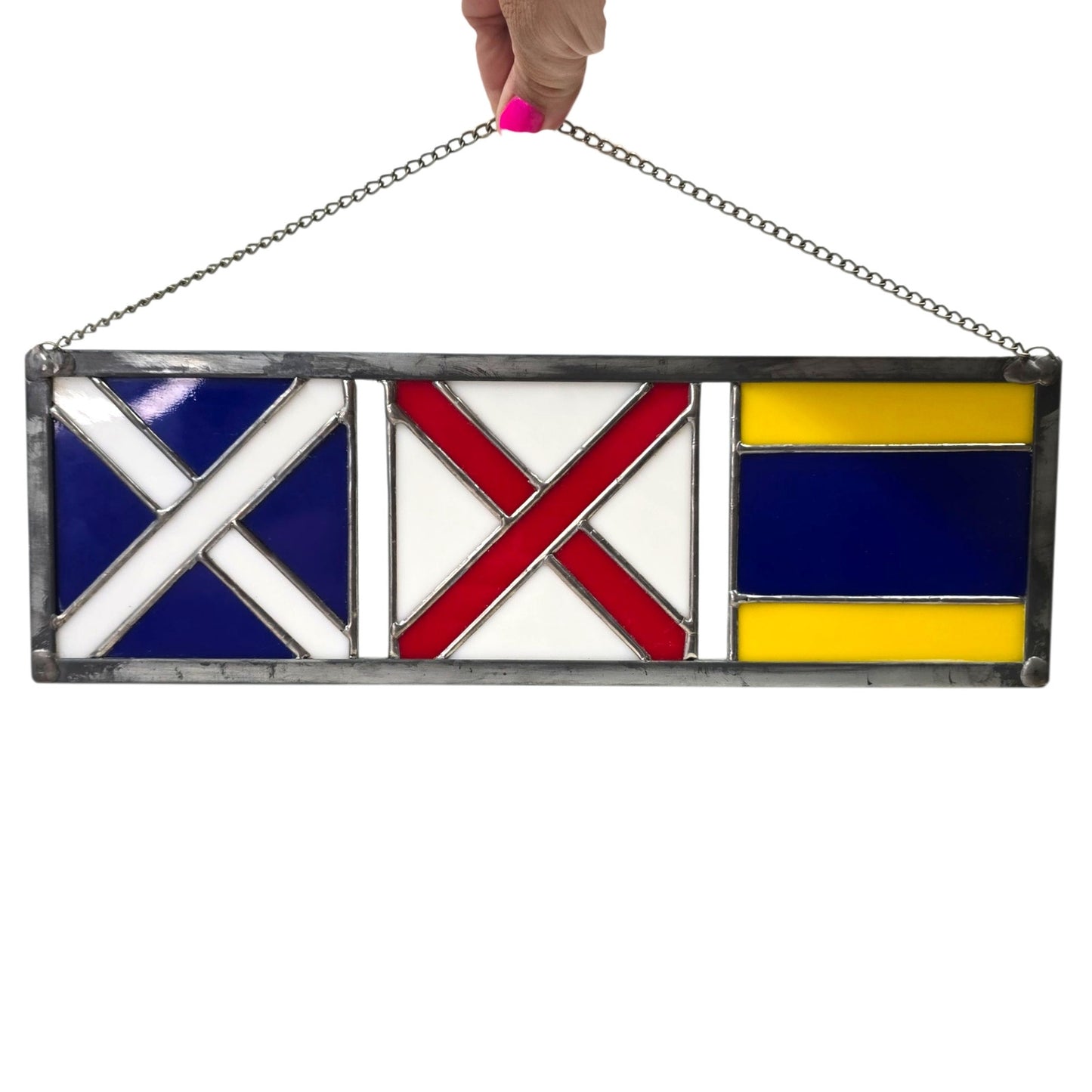 Vtg Stained Glass International Maritime Signal Flags Nautical Signals K V M