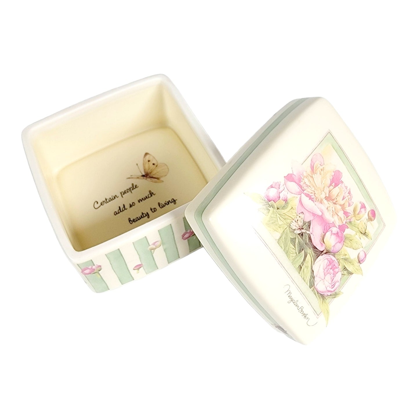 Marjolein Bastin Hallmark Music Box, Tune: "Moonlight Sonata" Trinket Box, Pink Peony