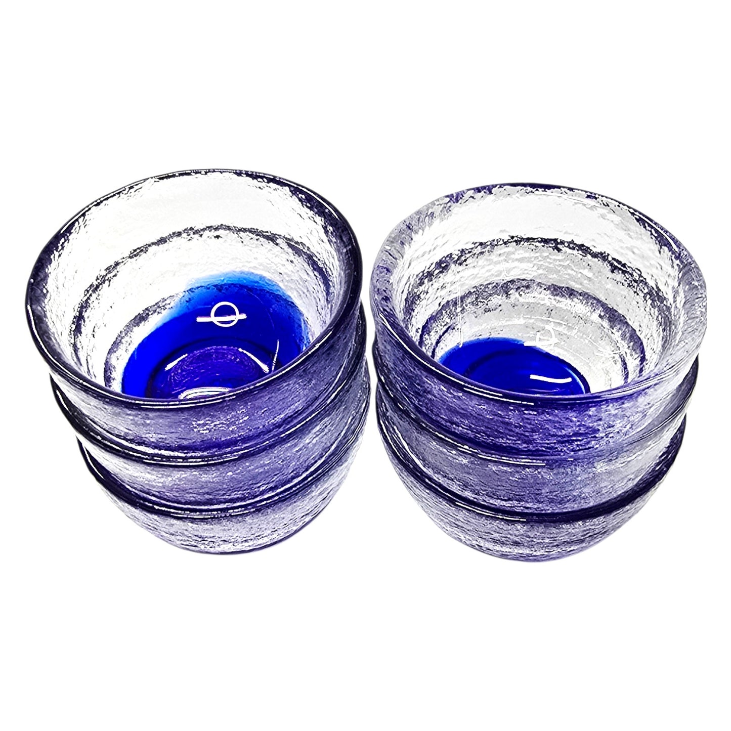 6 Bormioli Rocco Hand Blown Open Salts / Sauce Dishes Italian Cobalt Blue Glass