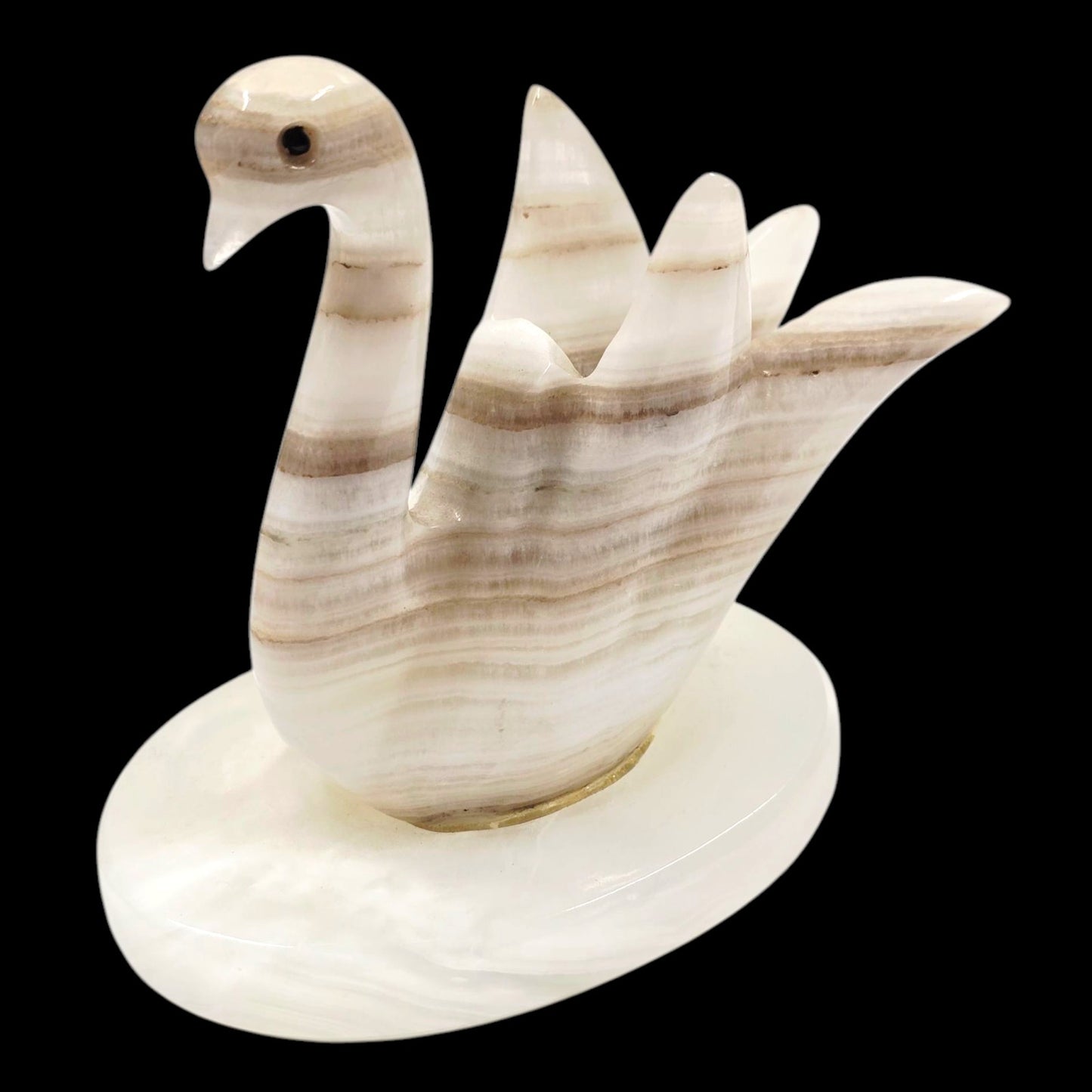 Vintage Onyx Swan Pen Holder, Cigarette Stem Holder, Candle Holder, Paperweight