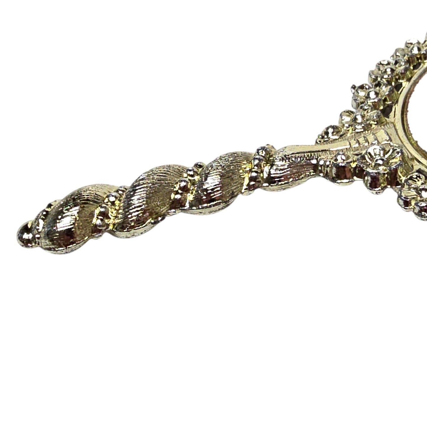 Sam Fink Vanity Set Mirror Tray Purse Mirror Cherub Flower Silver Tone Harp Feet