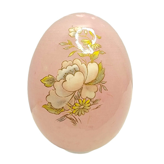 Lefton Genuine PINK Alabaster Marble Egg Hand Carved Made In Italy AS IS Scratch