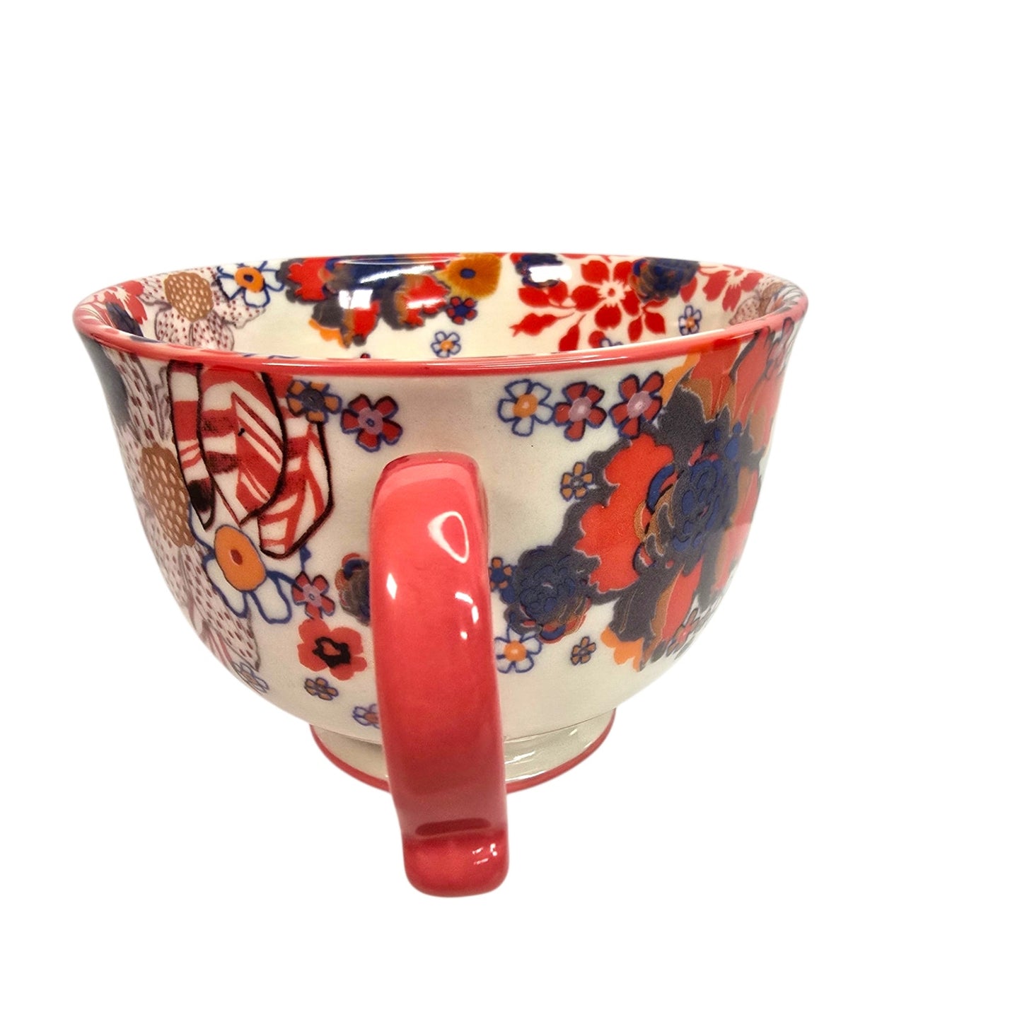Anthropologie Teatime Monogram C Jumbo Tea Cup Coffee Mug Floral Ceramic Retired