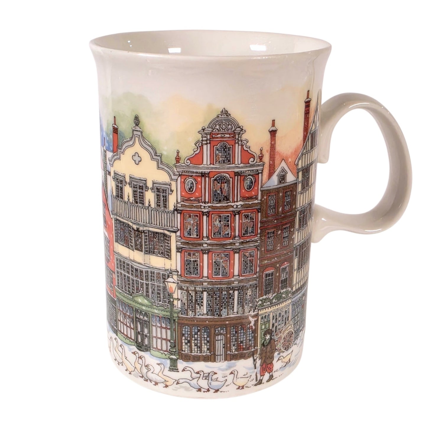 Dunoon Scotland Fine Bone China Mug Sue Scullard Village Street Geese Cup