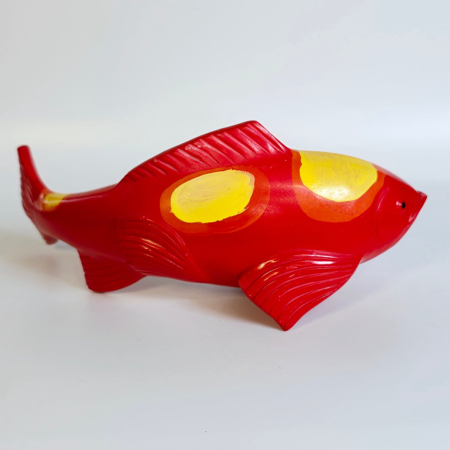 Ceramic Koi Fish Figurine, Orange and Red Koi Fish Sculpture