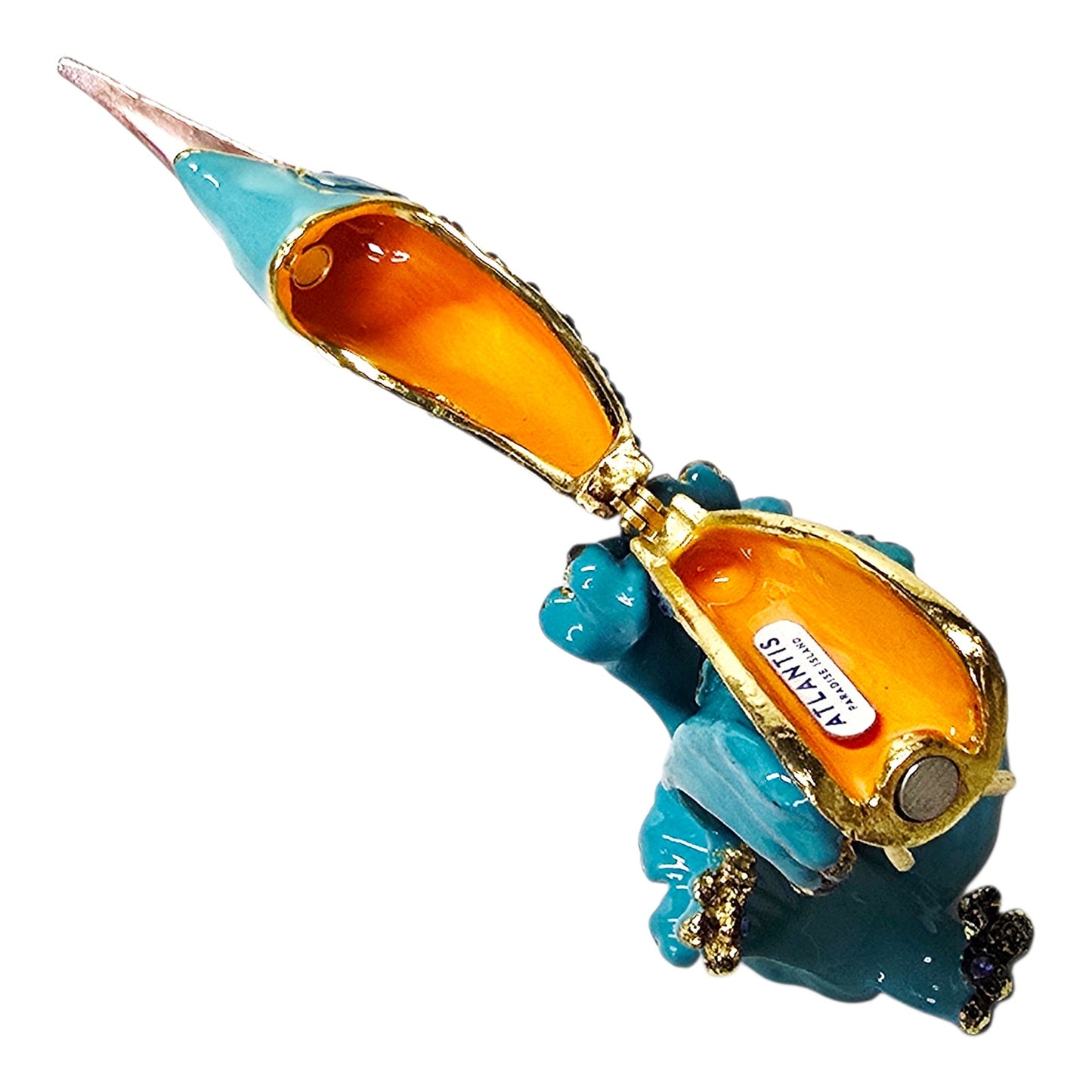 Atlantic Paradise Island Marlin Trinket Dish Enamel Brass Rhinestone Sparkle