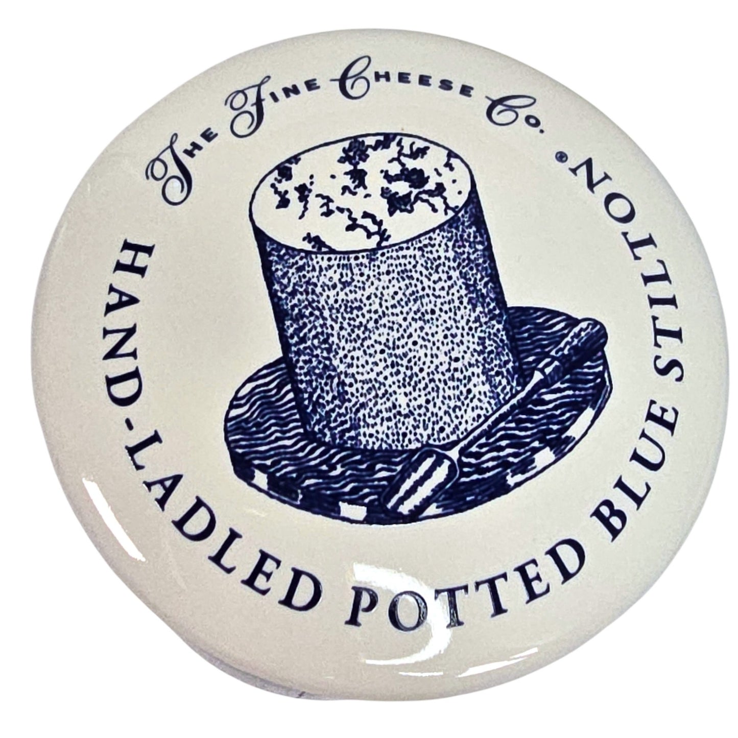 The Fine Cheese Co Blue Stilton Cheese Crock English Transferware Jar 3.2"