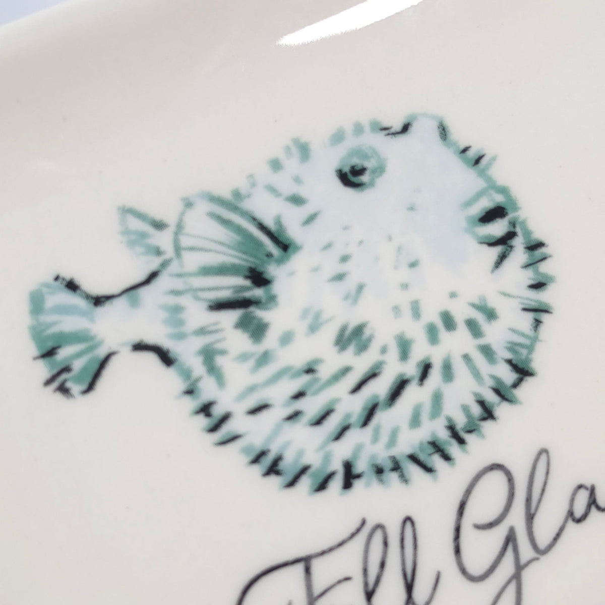 Chad Barrett Full Glam Pufferfish Square Trinket Dish Ceramic