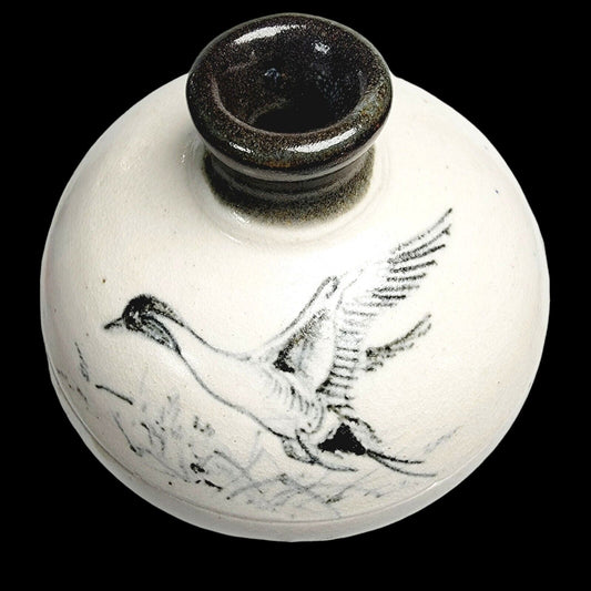 Signed Studio Art Pottery Egg Microwave Steamer Cooker, Lidded Trinket Dish Bird