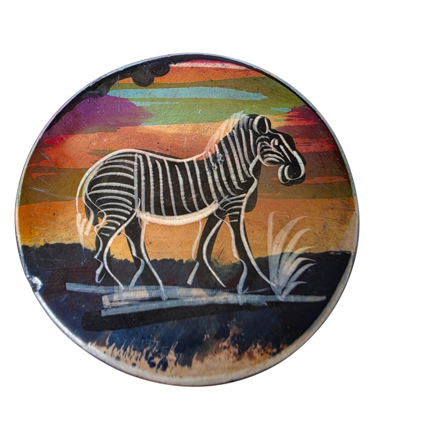 Vintage Serengeti Sunset Soapstone Coasters African Wildlife Holder Set