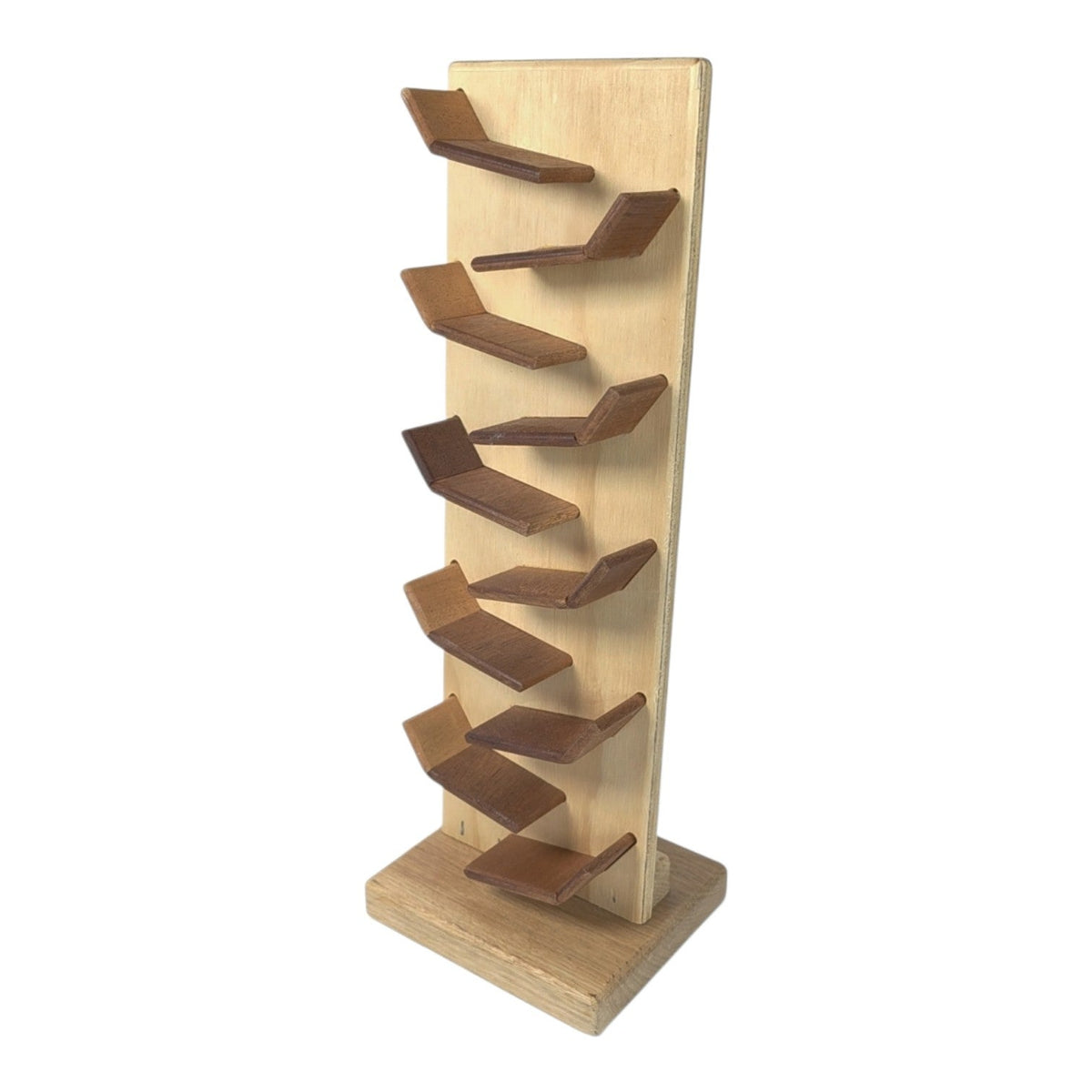 Handcrafted Wooden Zigzag Marble Run Toy Natural Wood Tiered Track