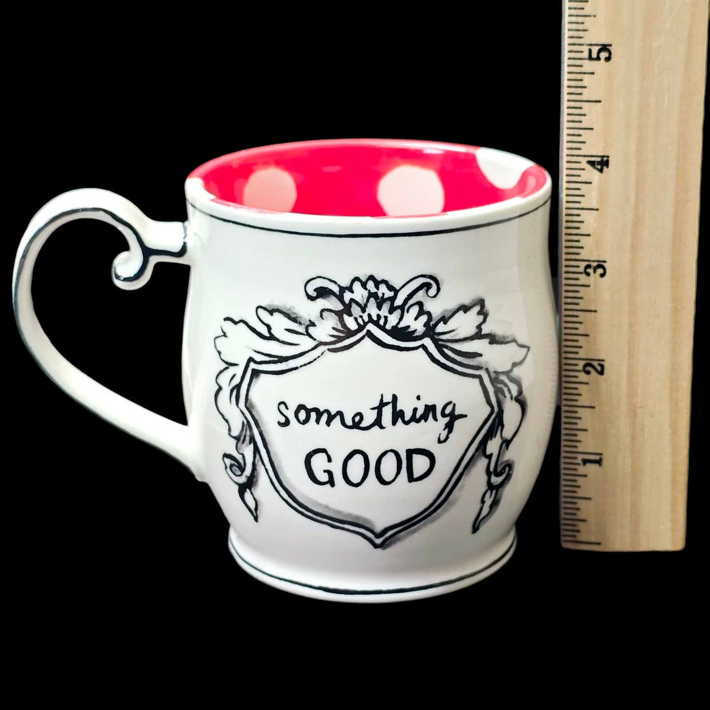 Anthropologie Molly Hatch "Something Good" Red White Polka Dot Coffee Mug