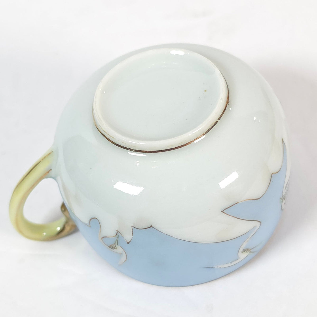 Vintage Japanese Blue Sky Crane Eggshell Porcelain Replacement Teacup