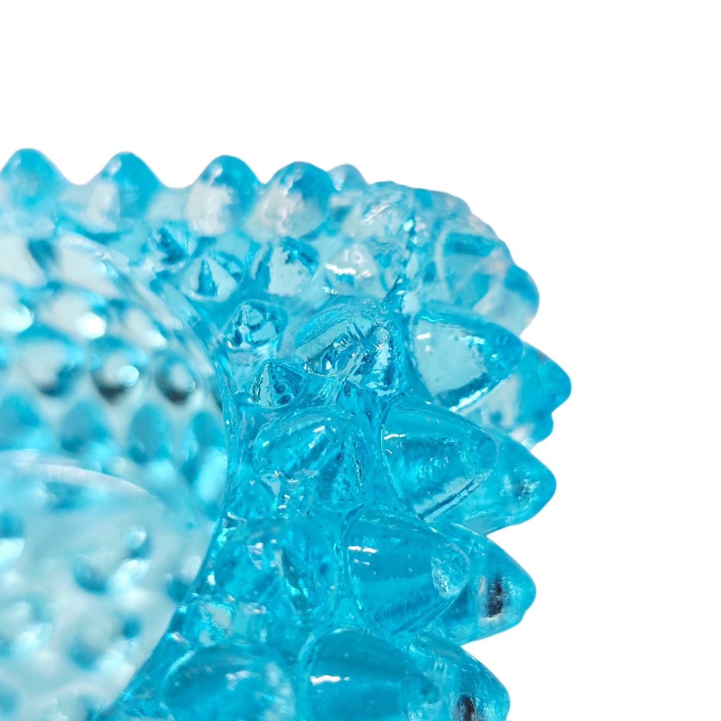 AS IS Fenton Aqua Blue Hobnail Glass Votive Holder Glows UV Reactive Manganese